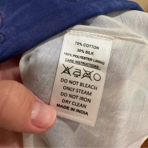 NWT Alicia Bell Blue Pink Boho Floral Cotton Silk Maxi Skirt Large - Picture 10 of 14